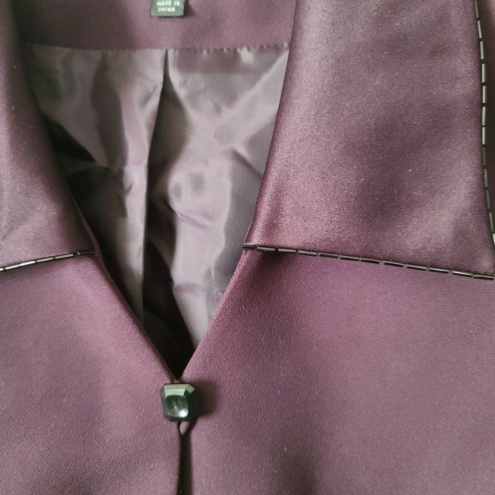 Kasper ASL Womens Dress Blazer Jacket Beaded Collar Size 6 Purple Eggplant NWT - Picture 5 of 8